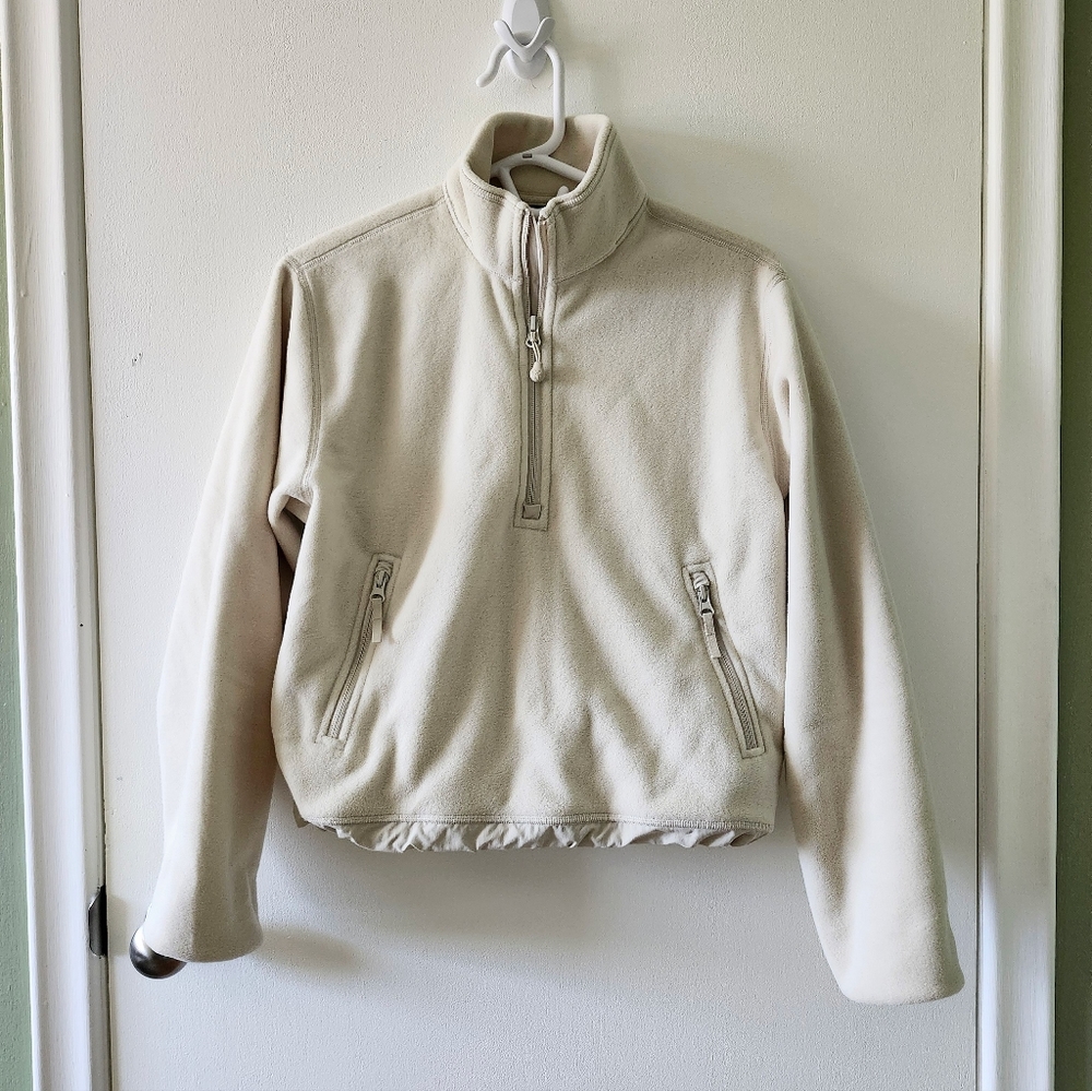 Aritzia TNA Polar Ride 1/4 Zip Up Sweater in Cream